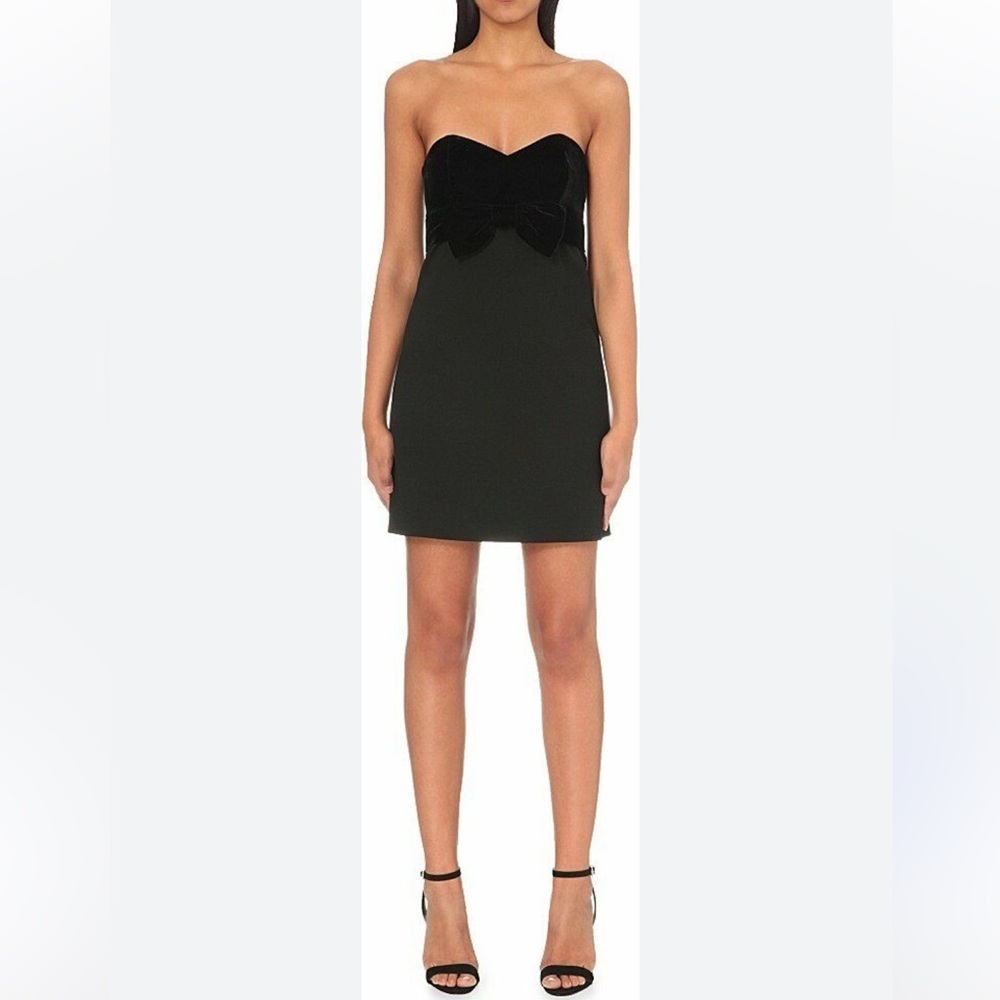 MAJE RESSY VELVET BOW STRAPLESS MINI DRESS - Picture 3 of 8